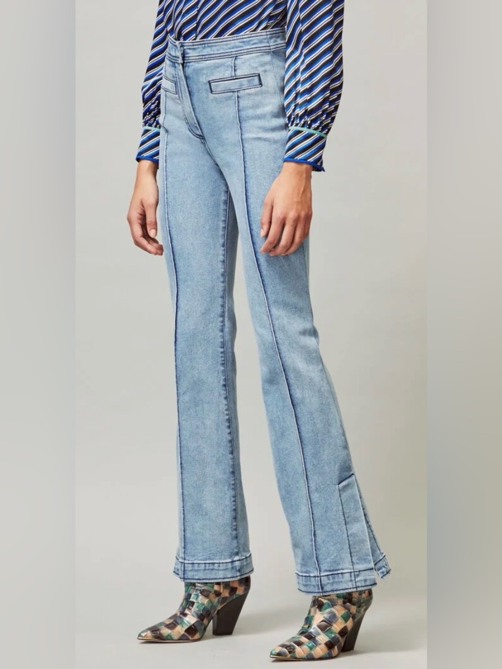 Tory Burch Straight-Leg Jeans Super Bleachout High Rise Trouser Seam 26